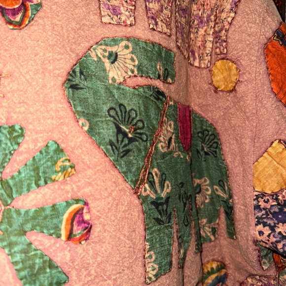 Rare Retro 20W Jacket Multi Color Elephant Theme Quilted Gorgeous - Picture 5 of 12